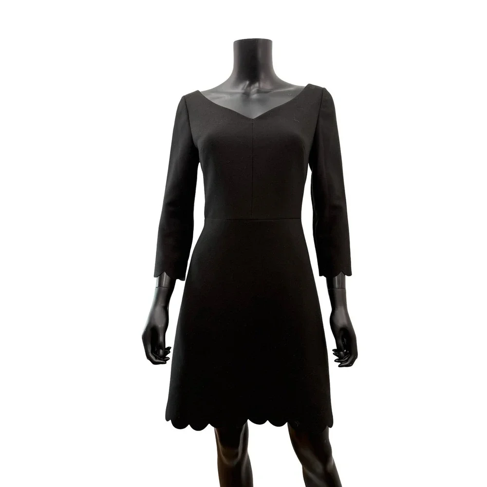 Kate Spade New York Black Scallop Hem Fit & Flare Dress Size 6